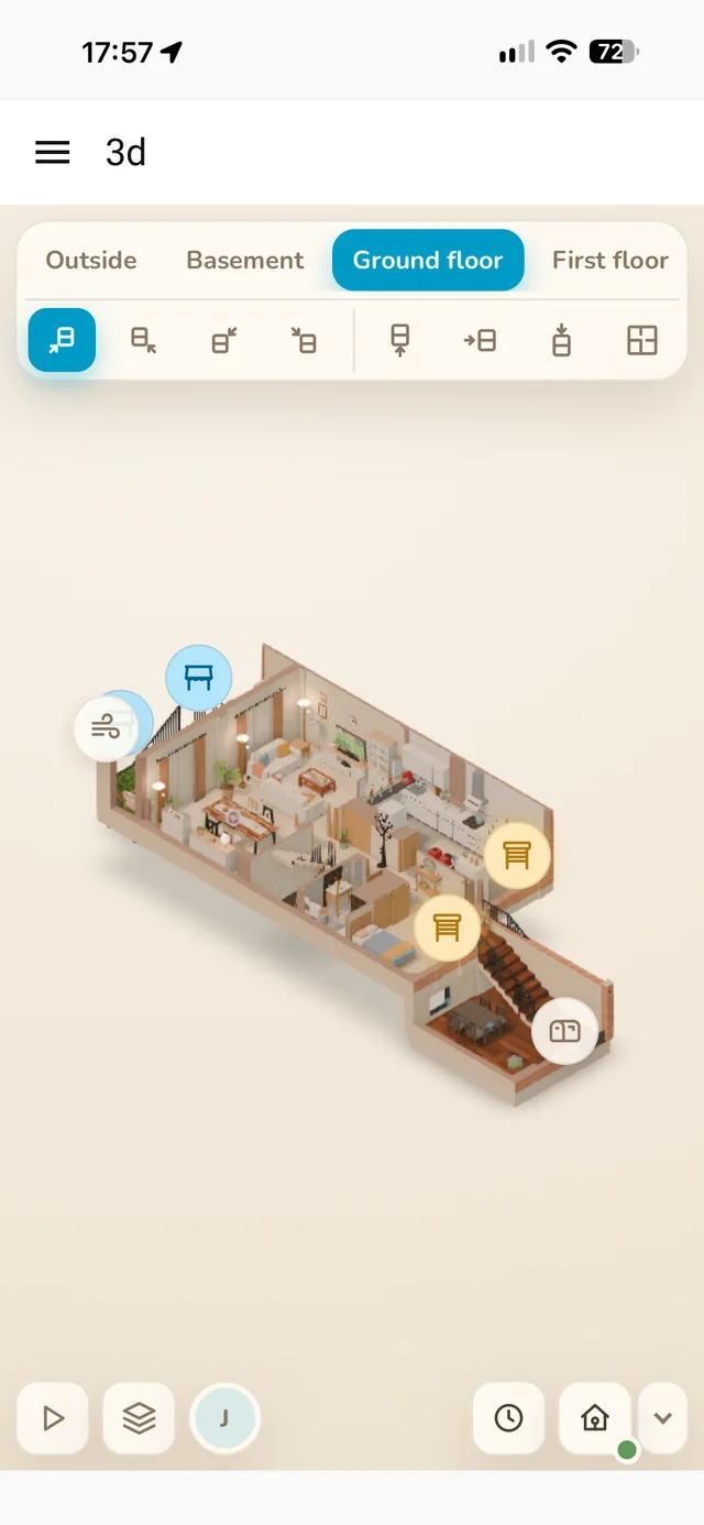 The 3D house inside the Home Assistant iPhone app, in light mode