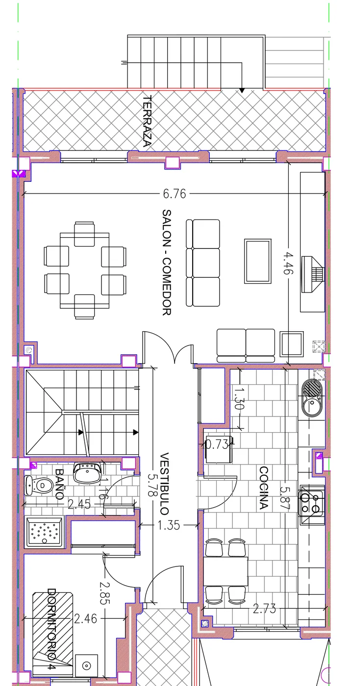 Dimensioned floor plan of the ground floor